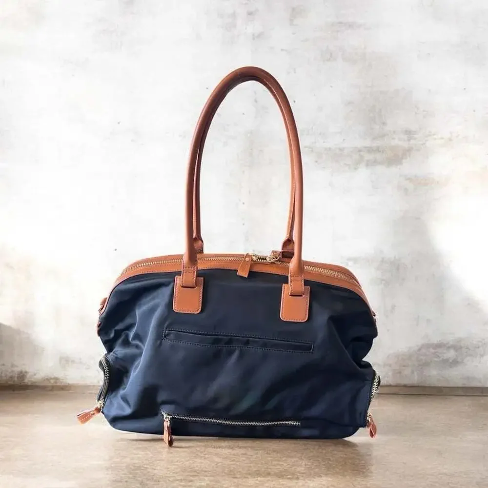 JEMMA Jackie 56 Travel Bag Navy Nylon Leather Trim Weekender Duffel